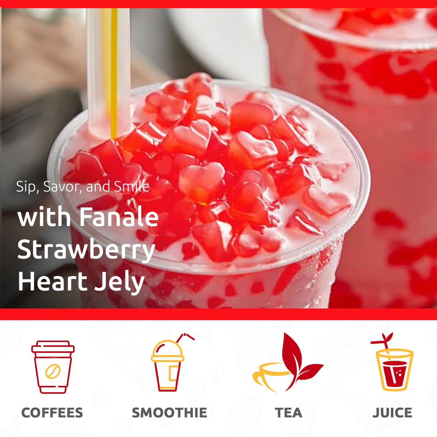 Strawberry Heart Shaped Jelly Nata De Coco Jelly (400g * 35bag/case)