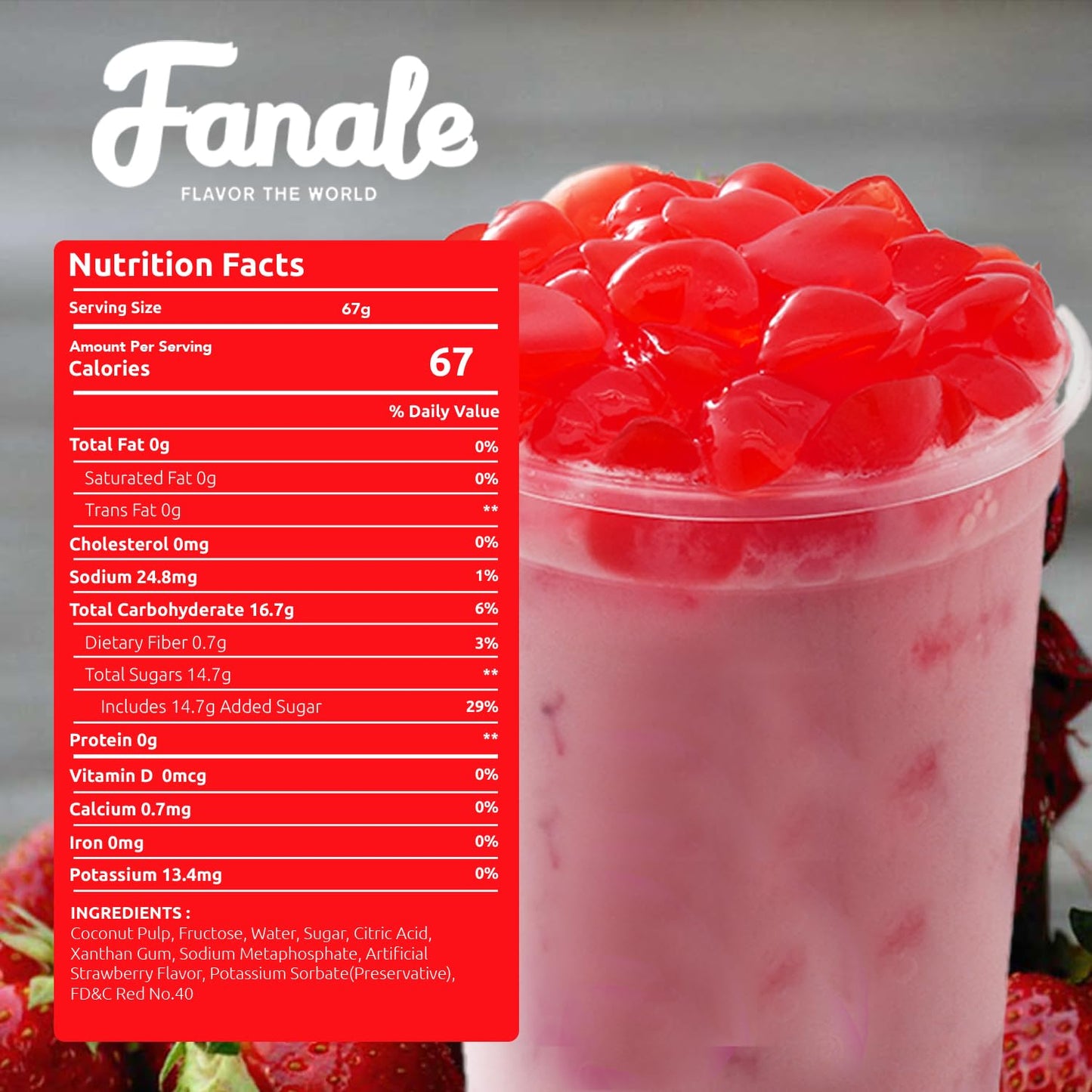 Strawberry Heart Shaped Jelly Nata De Coco Jelly (400g * 35bag/case)