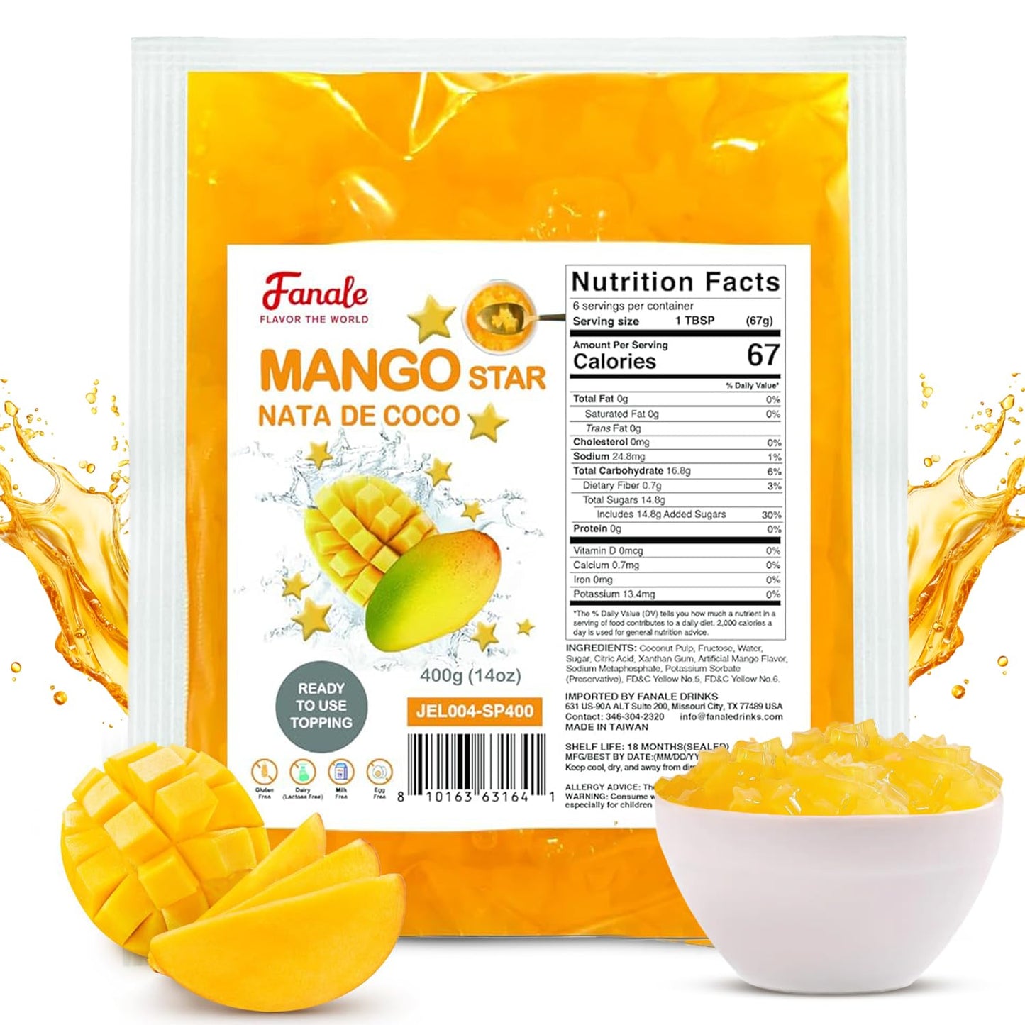 Mango Star Shaped Jelly Nata De Coco Jelly (400g * 35bag/case)