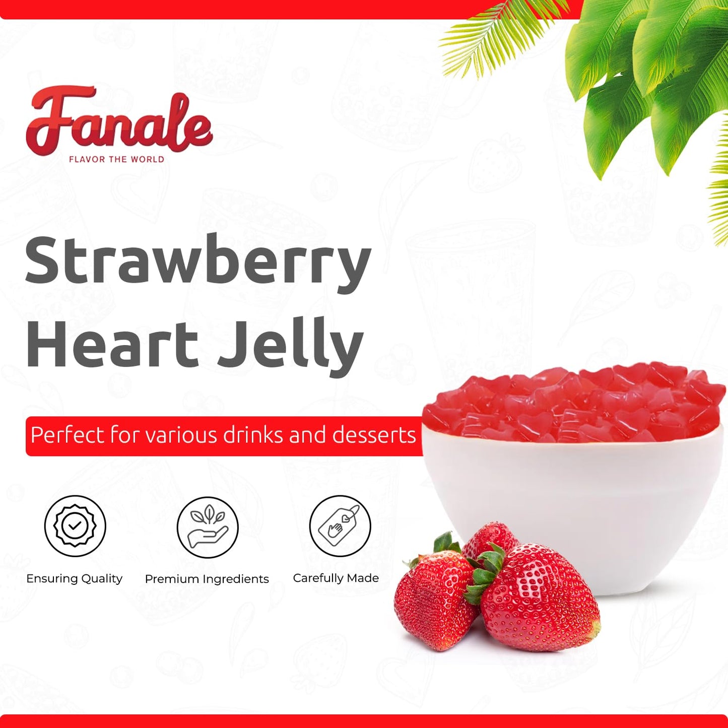 Strawberry Heart Shaped Jelly Nata De Coco Jelly (400g * 35bag/case)