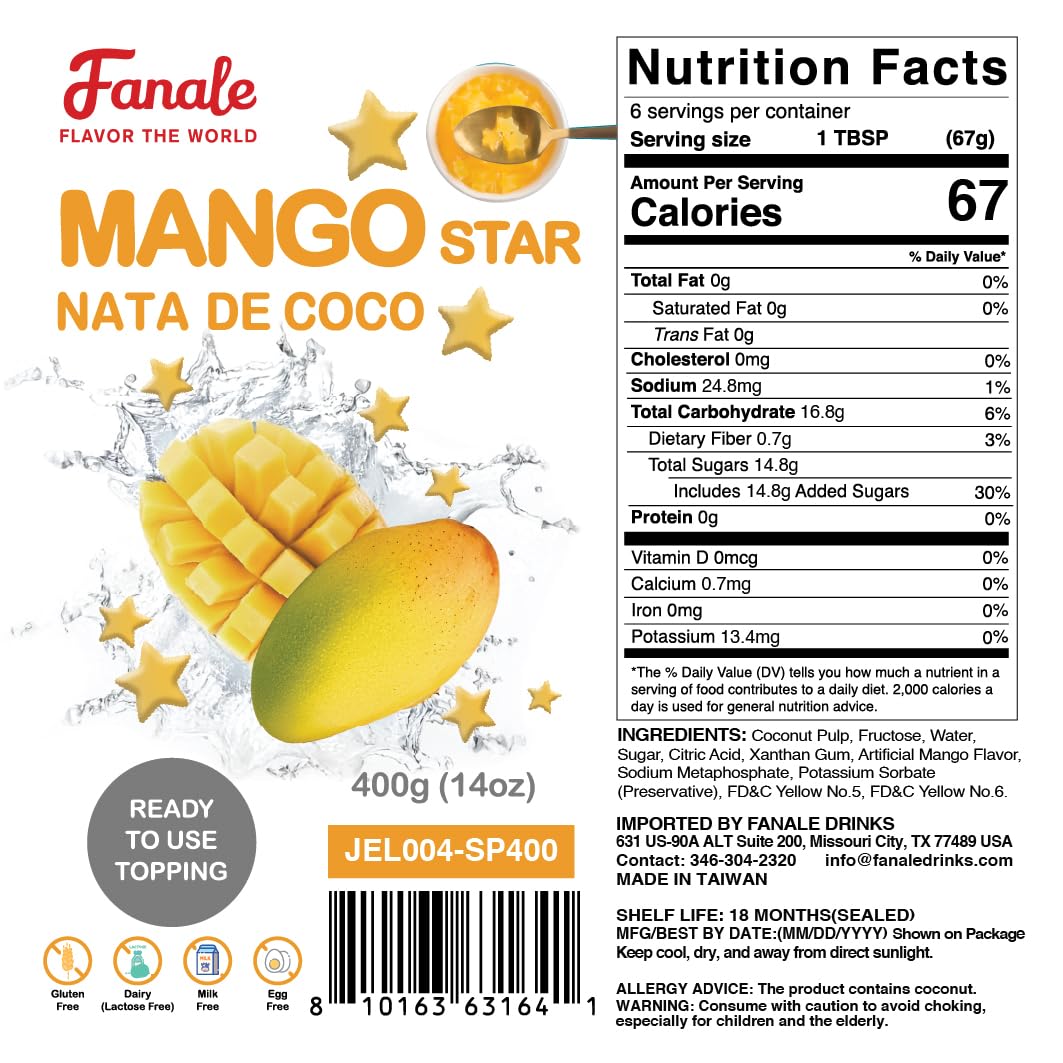 Mango Star Shaped Jelly Nata De Coco Jelly (400g * 35bag/case)