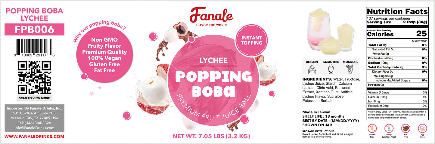 Popping Bursting Boba Juice Ball - Lychee Flavor