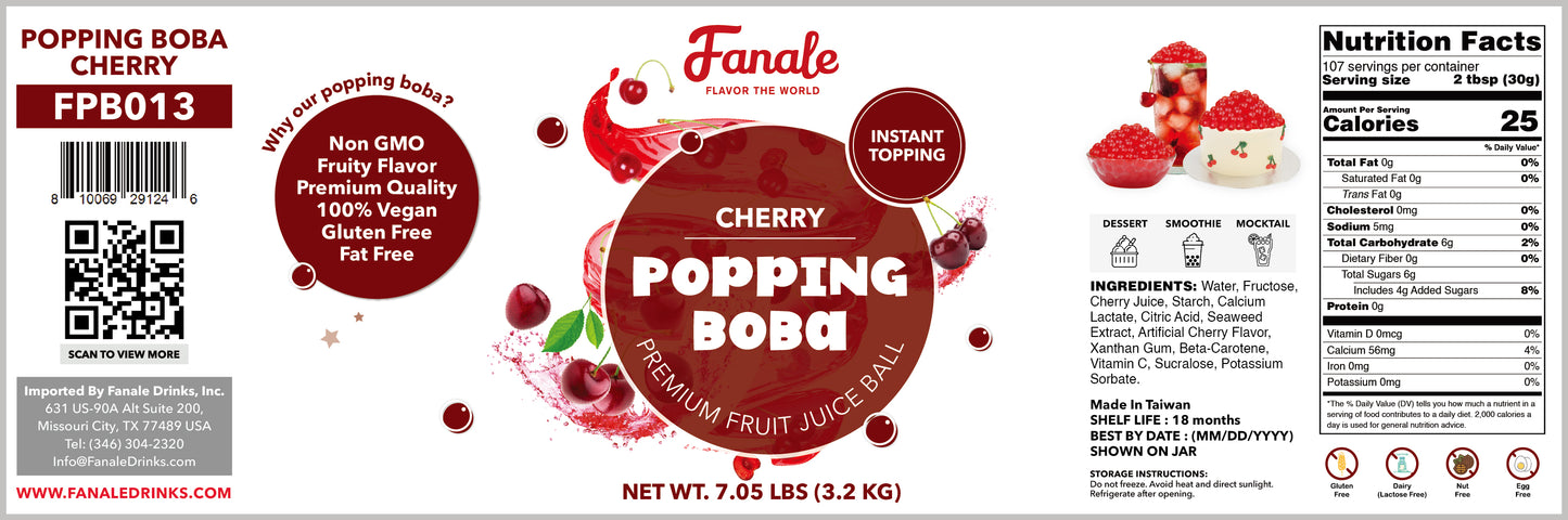 Popping Bursting Boba Juice Ball - Cherry Flavor
