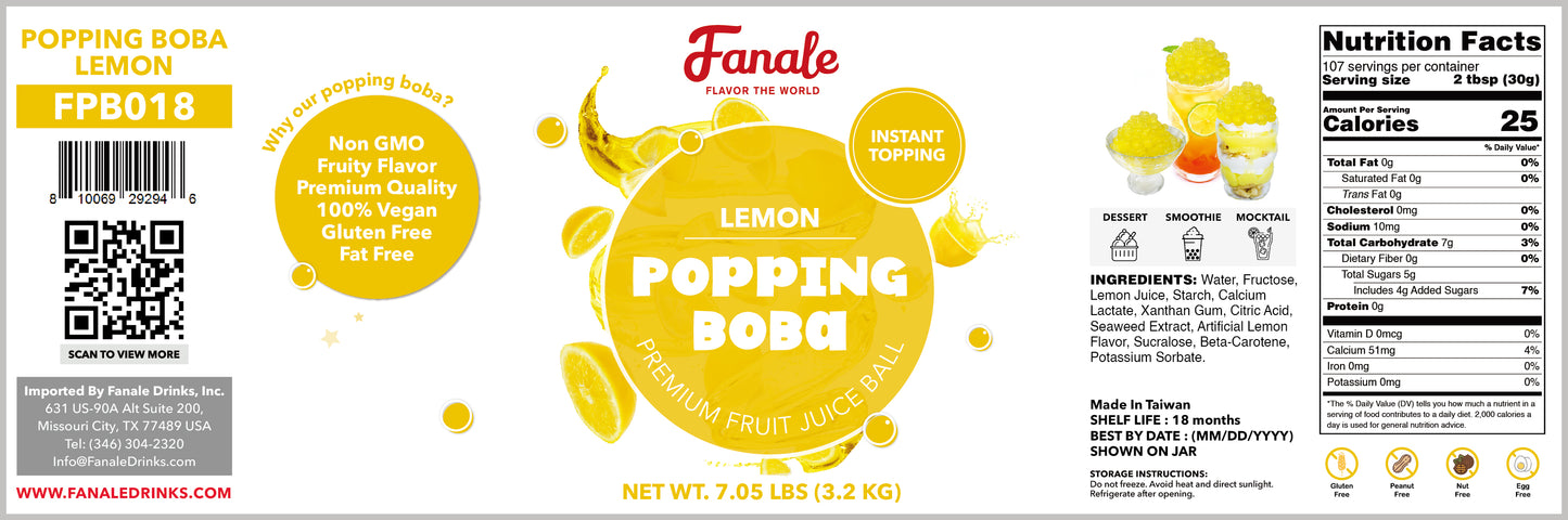 Popping Bursting Boba Juice Ball - Lemon Flavor