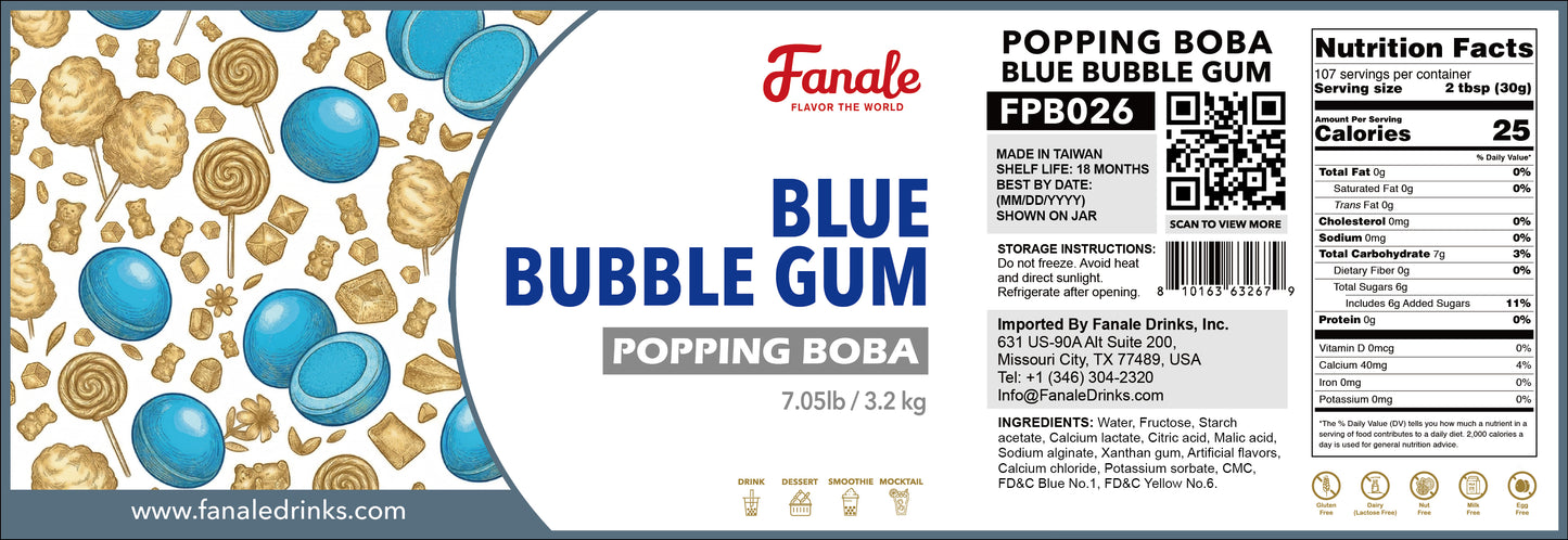 Popping Bursting Boba Juice Ball - Blue Bubble Gum Flavor