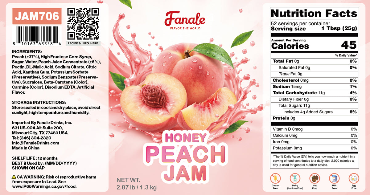 Honey Peach Jam (2.87 lb/bottle, 12 bottles/case) | JAM706