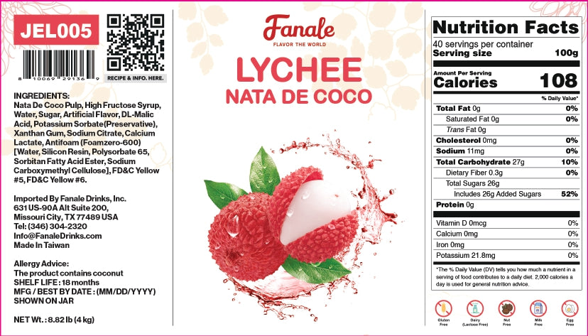Lychee Coconut Jelly Nata De Coco Jelly (400g * 35bag/case)