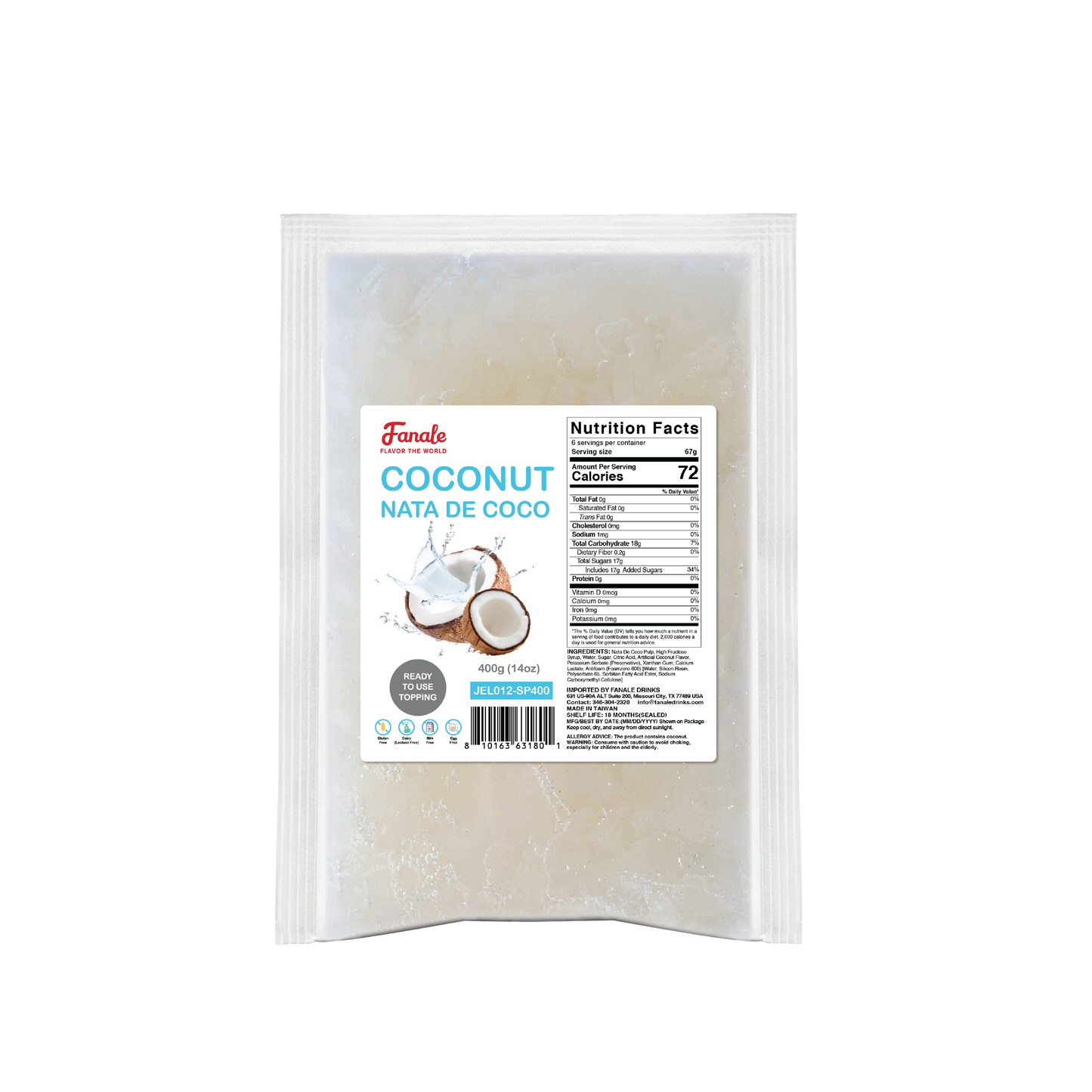 Coconut Jelly Nata De Coco Jelly (400g * 35bag/case)