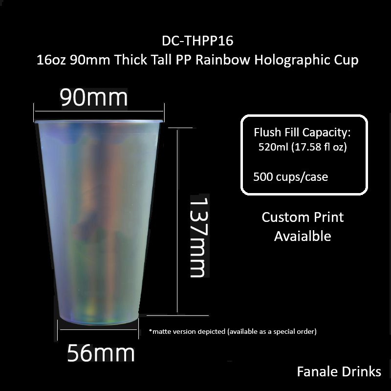 90mm Thick Tall PP Rainbow Holographic Cup