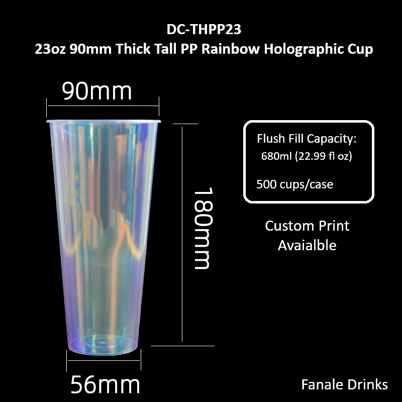 90mm Thick Tall PP Rainbow Holographic Cup