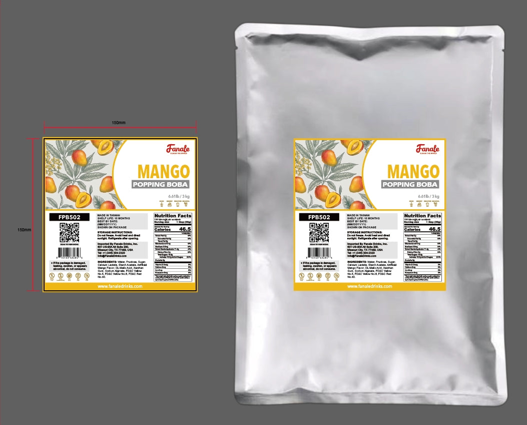 Popping Bursting Boba Juice Ball - Mango (6.6 lb/bag, 6 bags/case)