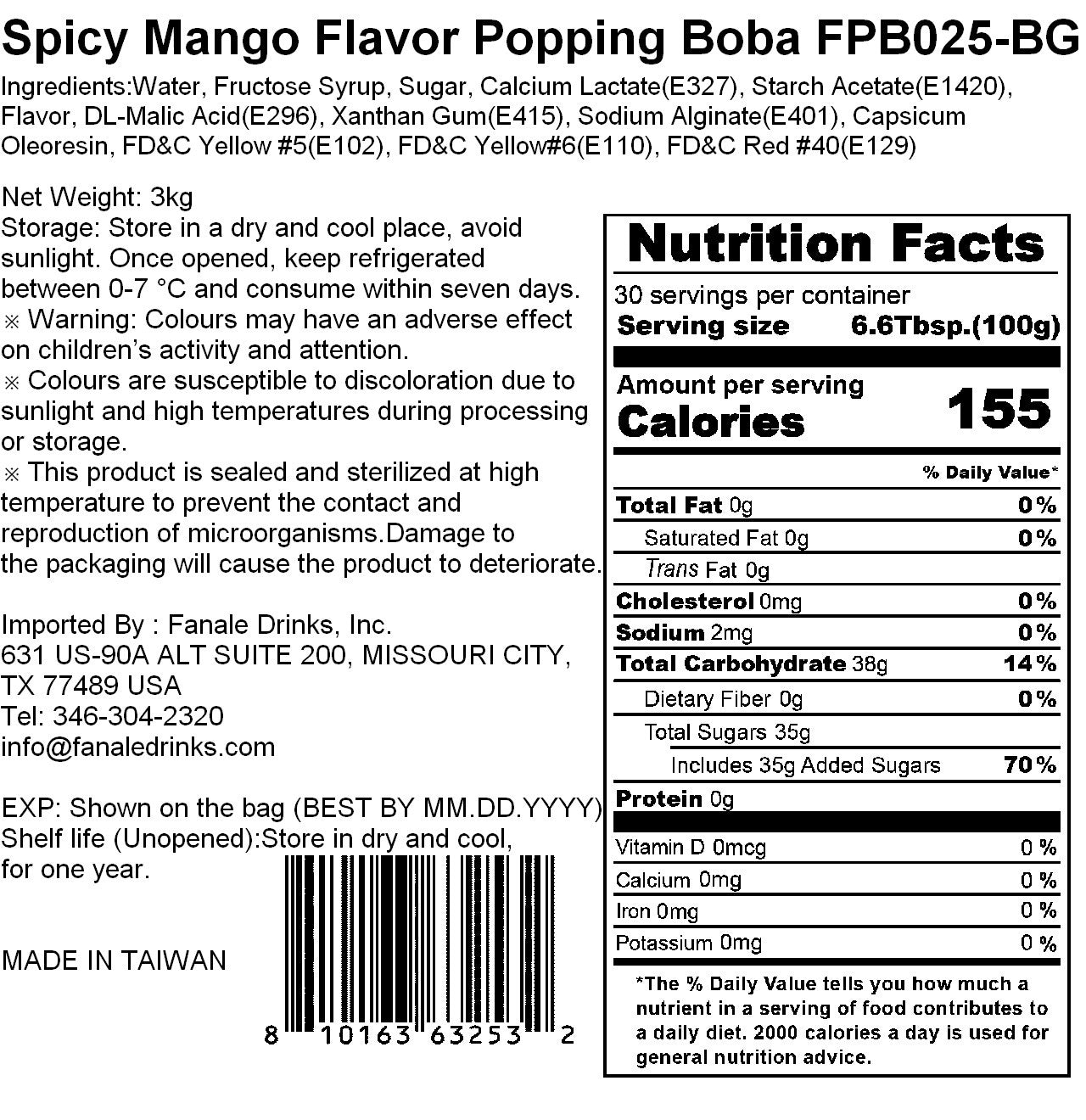 Popping Bursting Boba Juice Ball - Spicy Mango
