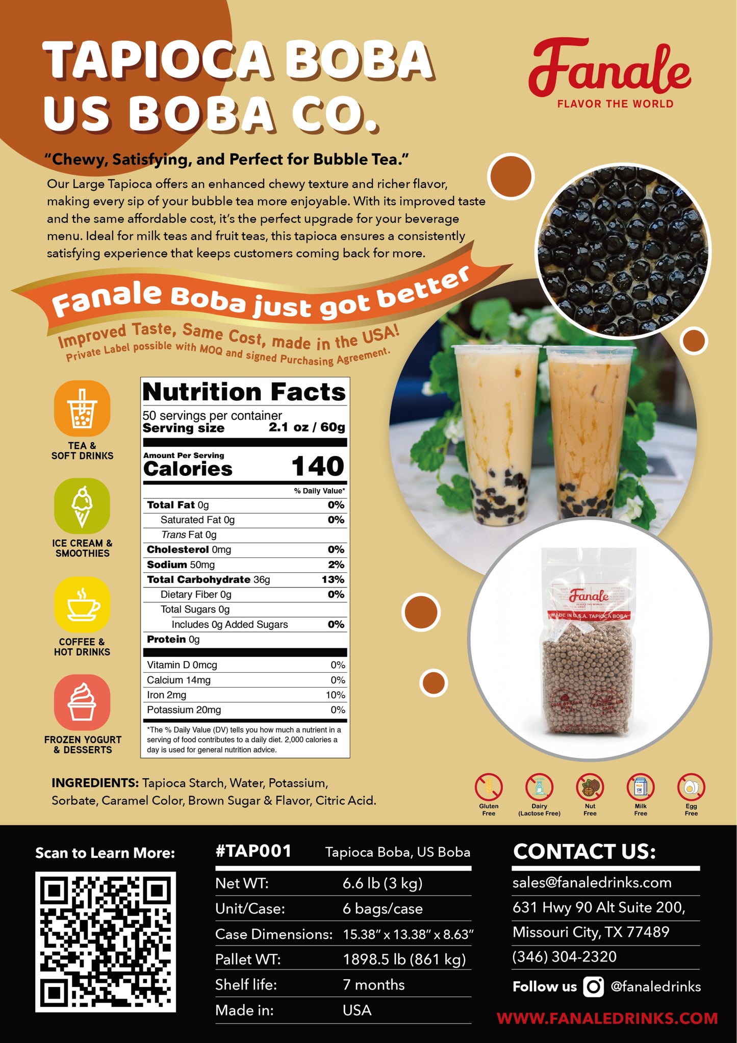 Regular Large Tapioca Pearl 2.3mm - Fanale ( 6 bags / case )