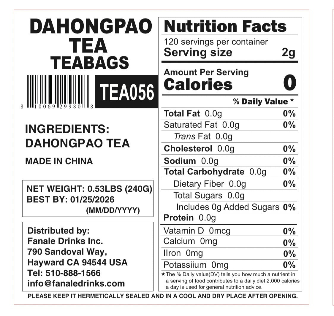 Dahongpao Tea Teabags | TEA056