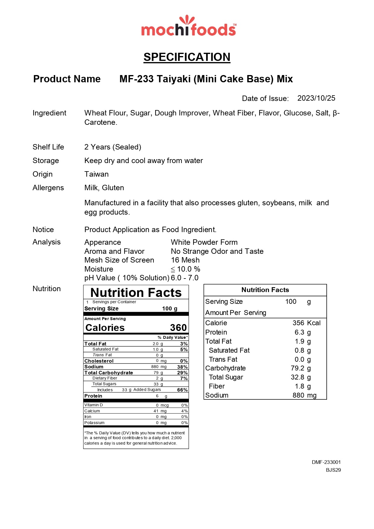 Taiyaki Specification