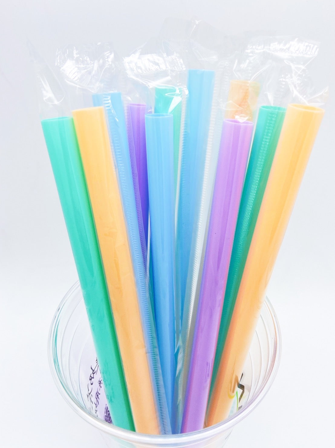 Boba Bamboo Fiber Straws, Individually Wrapped for Drinks, Bubble
