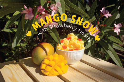 Mango Snow with Strawberry Hearts