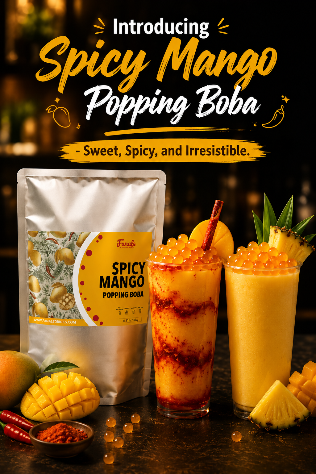 Popping Bursting Boba Juice Ball -  Spicy Mango