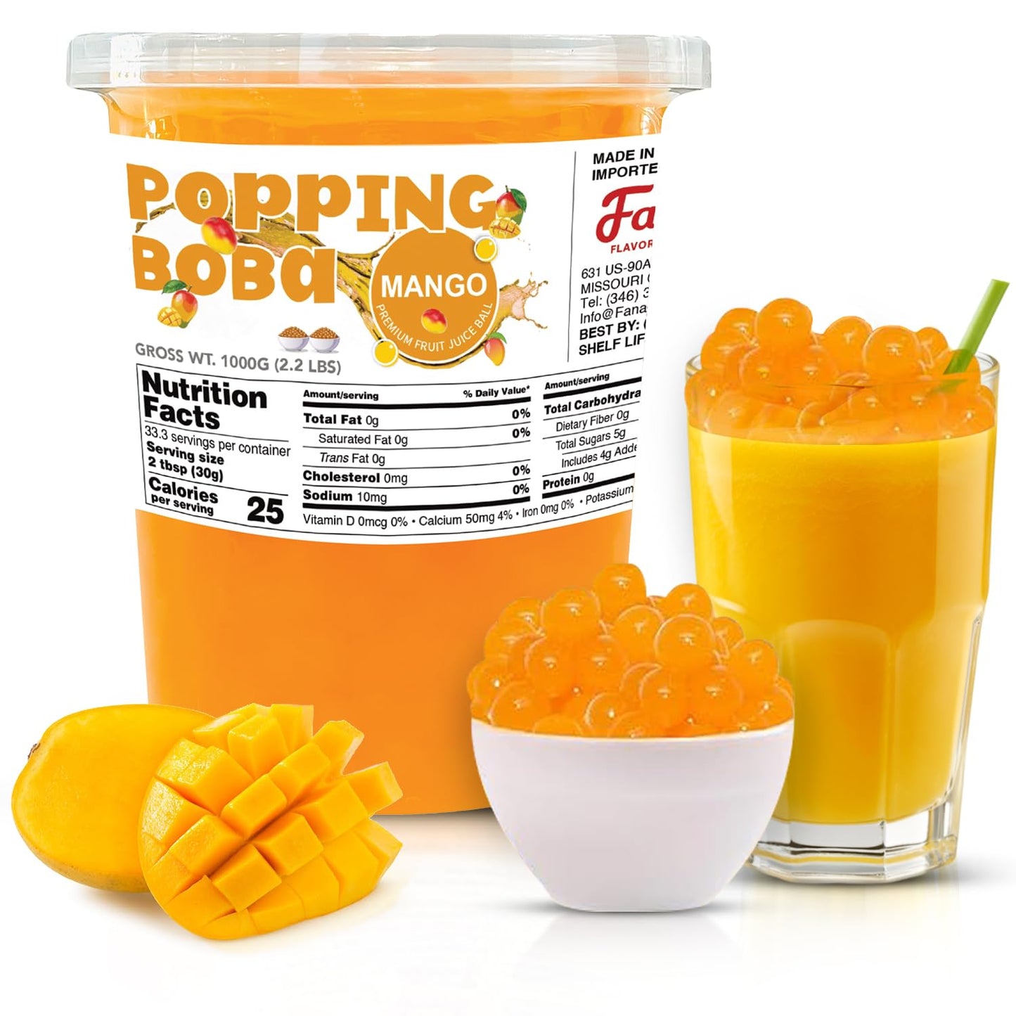Fanale Mango Popping Bursting Boba Juice Ball - (2 lb / Tub)