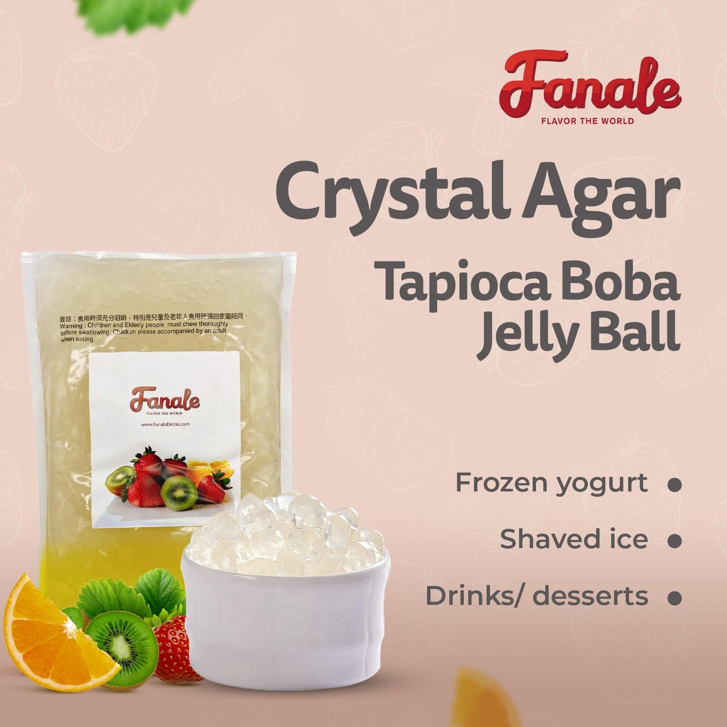 Crystal Tapioca ( Agar Boba ) - Fanale (4.4 lbs/bag, 6 bags/case)