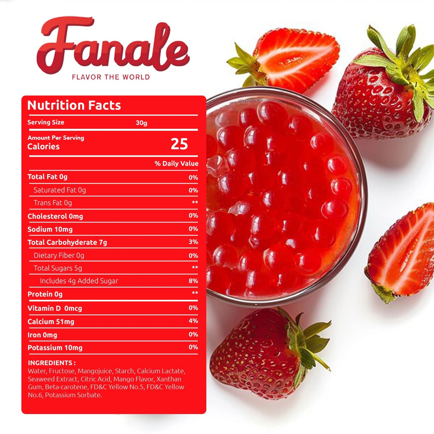 Fanale Strawberry Popping Bursting Boba Juice Ball - (2 lb / Tub)
