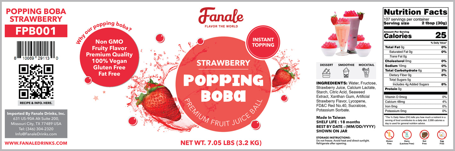 Popping Bursting Boba Juice Ball - Strawberry Flavor
