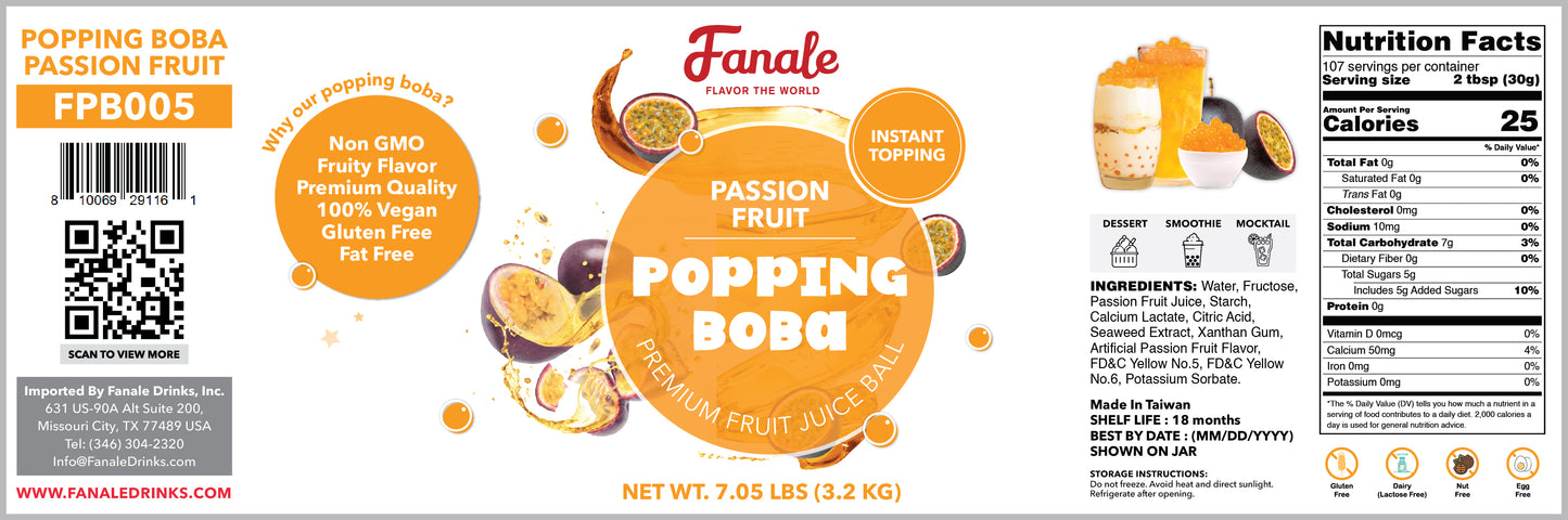 Popping Bursting Boba Juice Ball - Passion Fruit Flavor