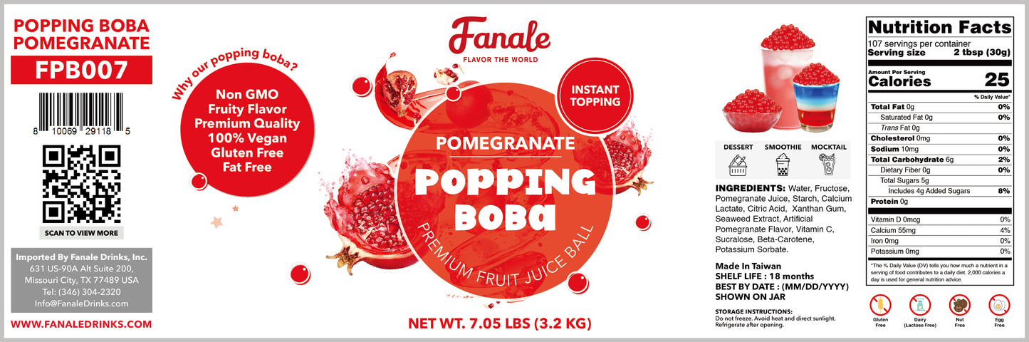 Popping Bursting Boba Juice Ball - Pomegranate Flavor