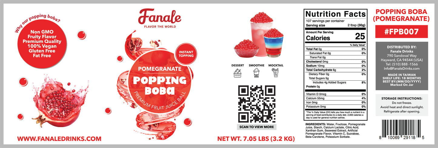 Popping Bursting Boba Juice Ball - Pomegranate Flavor