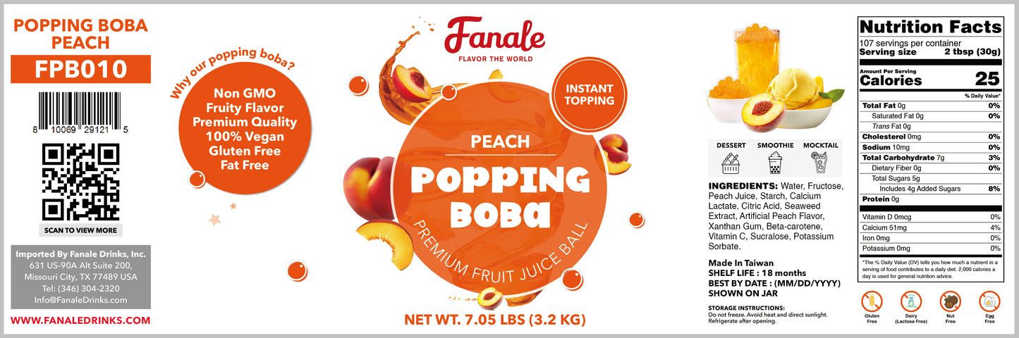 Popping Bursting Boba Juice Ball - Peach Flavor