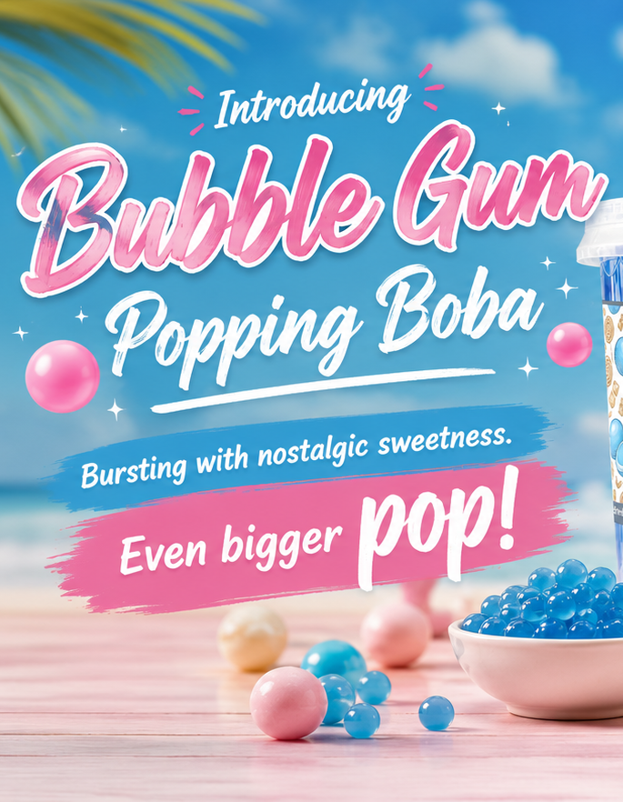 Popping Bursting Boba Juice Ball - Blue Bubble Gum Flavor