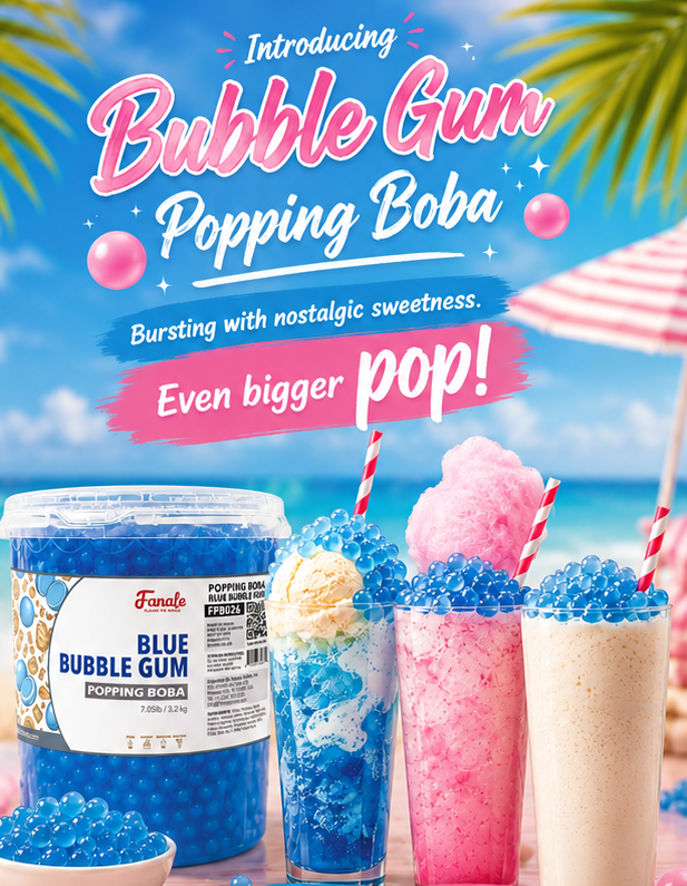 Popping Bursting Boba Juice Ball - Blue Bubble Gum Flavor
