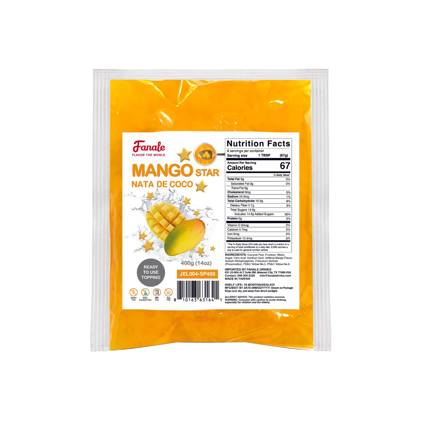 Mango Star Shaped Jelly Nata De Coco Jelly (400g * 35bag/case)