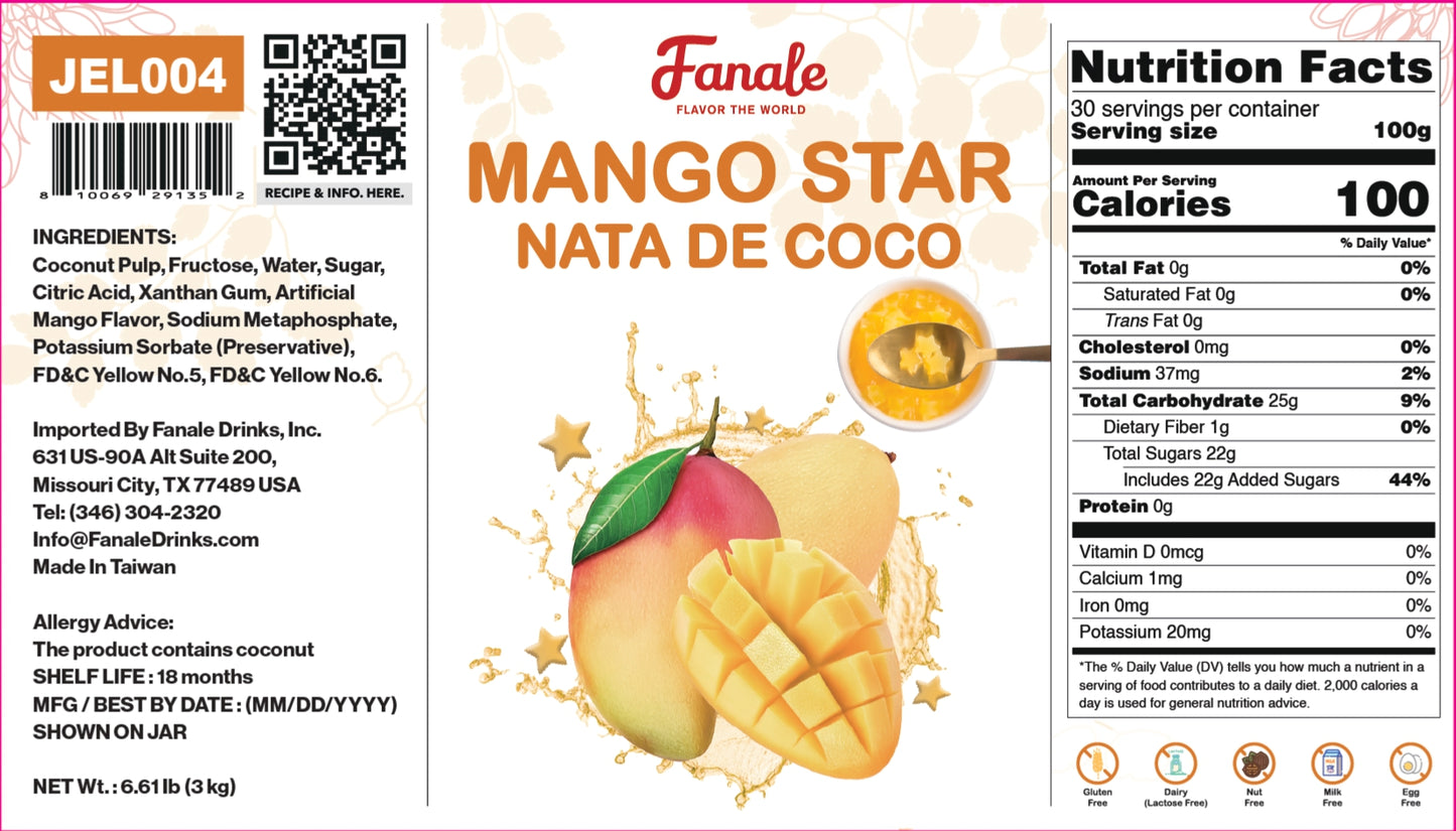 Mango Star Shaped Jelly Nata De Coco Jelly (400g * 35bag/case)