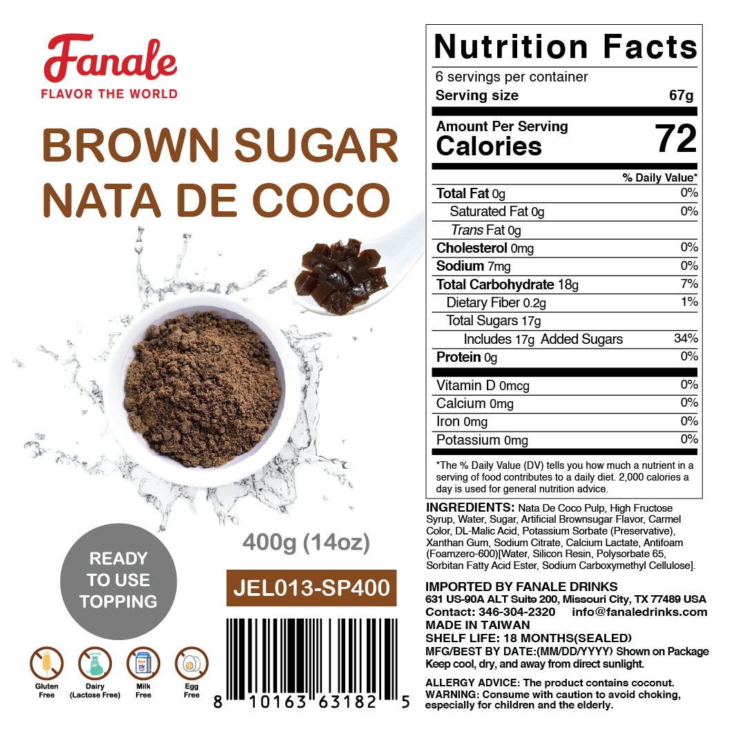 Brown Sugar Flavor Coconut Jelly Nata De Coco Jelly (400g * 35bag/case)