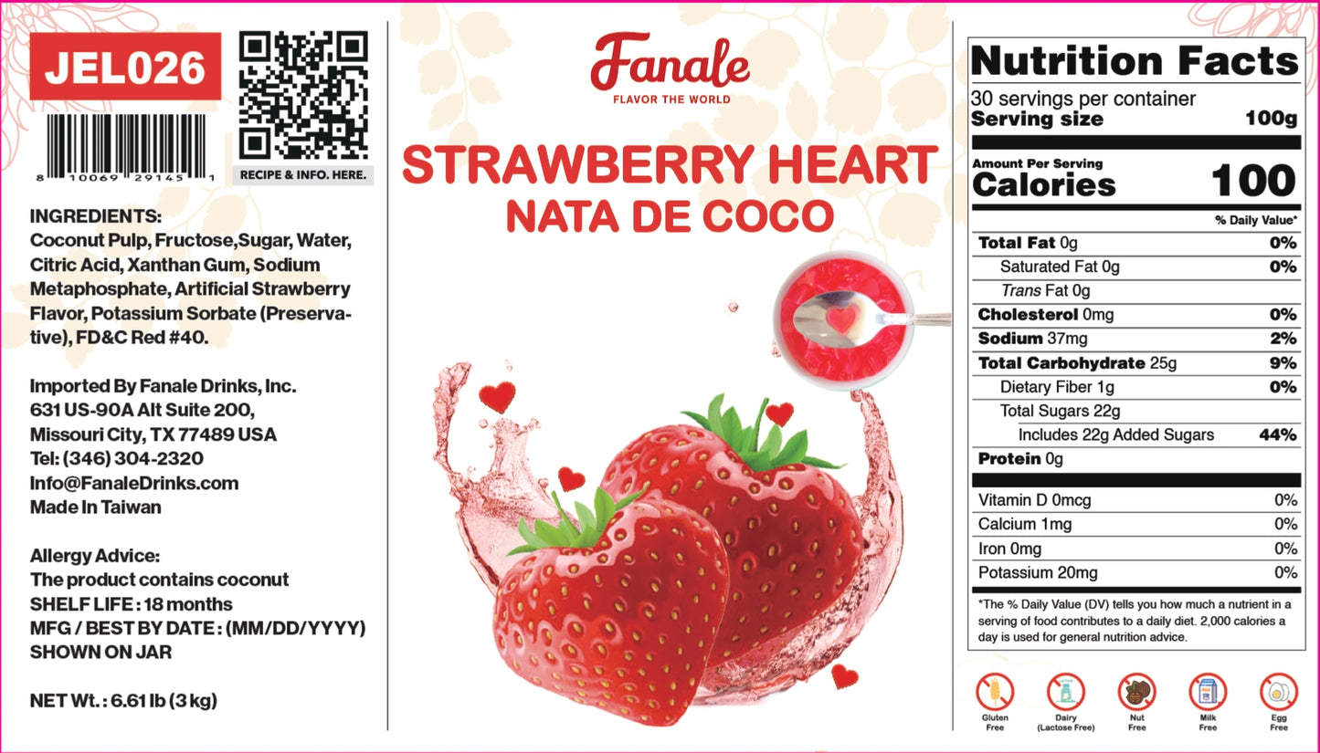 Strawberry Heart Shaped Jelly Nata De Coco Jelly (400g * 35bag/case)