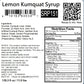 Lemon Kumquat Syrup (11 lb/bt, 4 Bottles / Case)