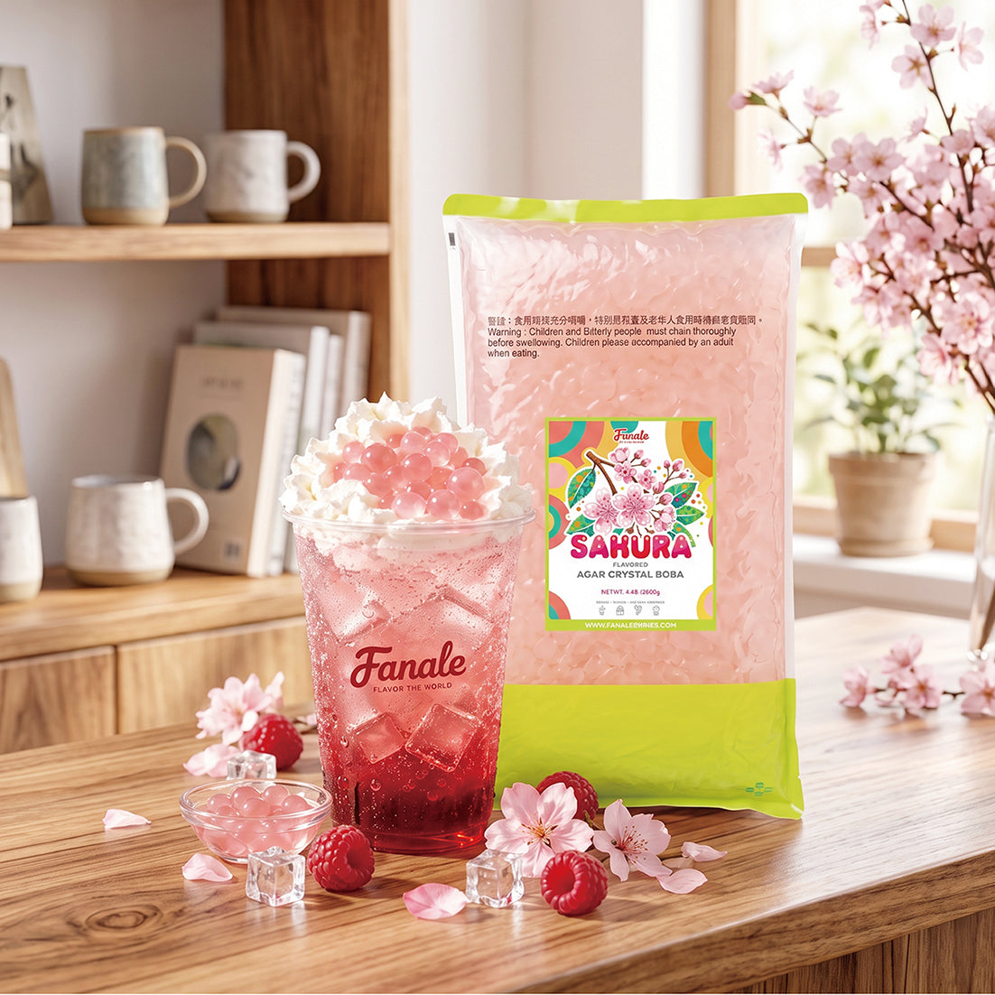 Agar Crystal Boba - Sakura Flavored (4.4 lbs/bag, 6 bags/case)