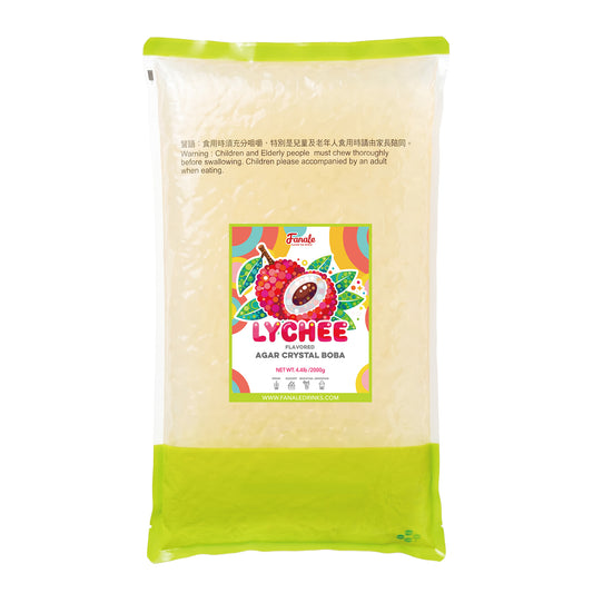 Agar Crystal Boba - Lychee Flavored (4.4 lbs/bag, 6 bags/case)