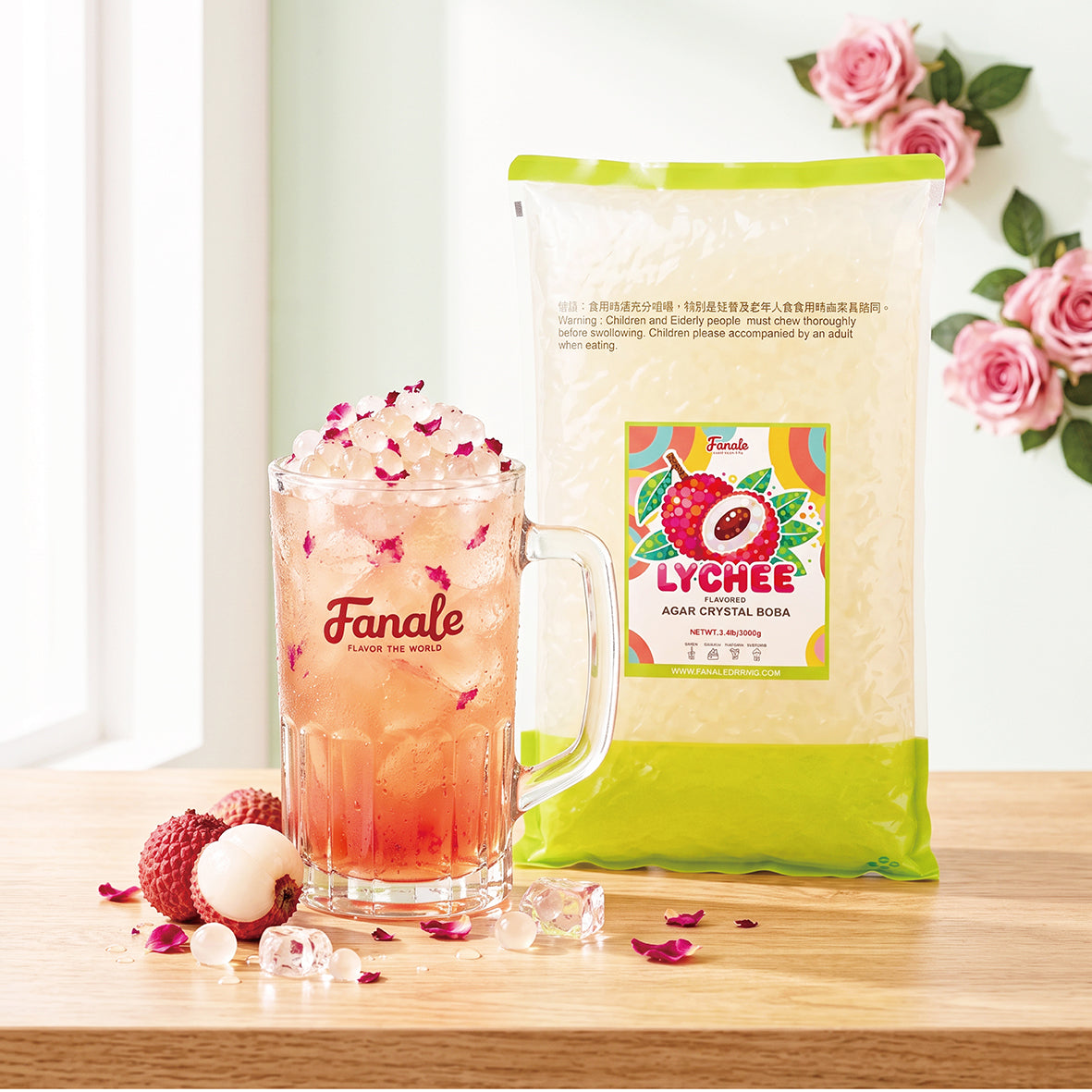 Agar Crystal Boba - Lychee Flavored (4.4 lbs/bag, 6 bags/case)