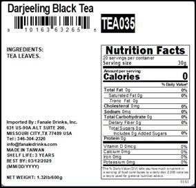 Darjeeling Black Tea (600g*30bag/case) Bag | TEA035