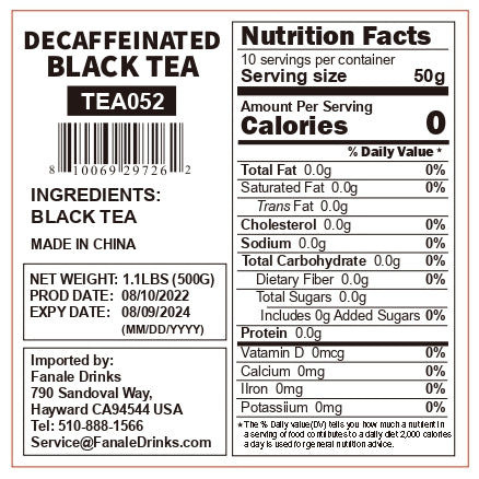 Decaffeinated Black Tea Teabags | TEA052