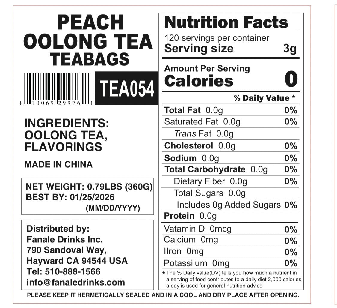 Peach Oolong Teabags | TEA054