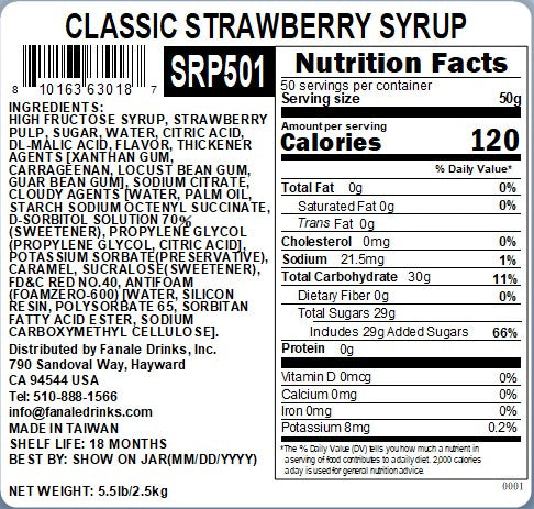 Classic Strawberry Syrup (5.5 lb/bt, 6 bottles/case)