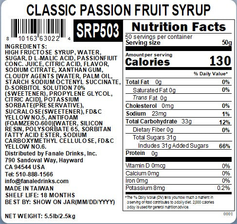 Classic Passion Fruit Syrup (5.5 lb/bt, 6 bottles/case)