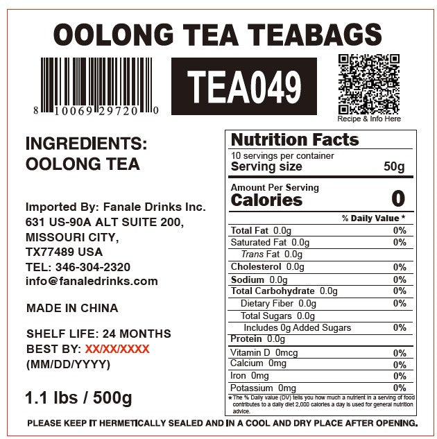 Oolong Tea Teabags | TEA049