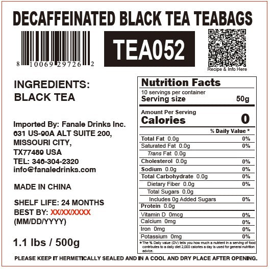 Decaffeinated Black Tea Teabags | TEA052