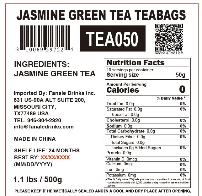 Jasmine Green Tea Teabags | TEA050