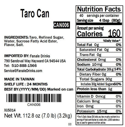 Taro Can - Fanale Drinks Bubble Tea Supplier
