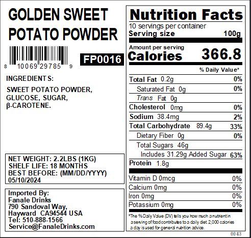 Golden Sweet Potato Powder - Fanale